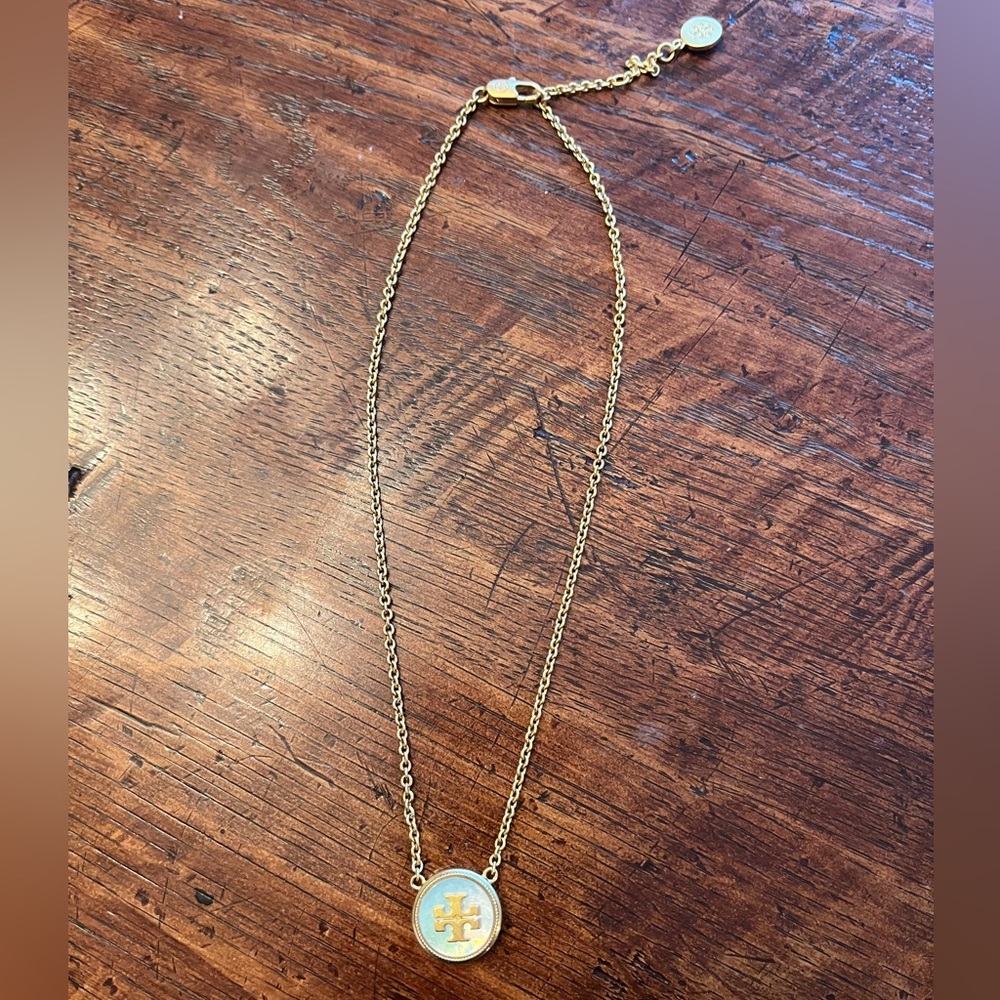 Tory Burch Mother of Pearl Gold Necklace